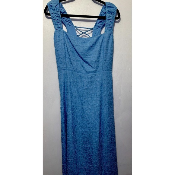 ASTR The label XL Crinkle Blue Maxi Tie Dress Cottage Milk Maid‎ Spring - Picture 1 of 12